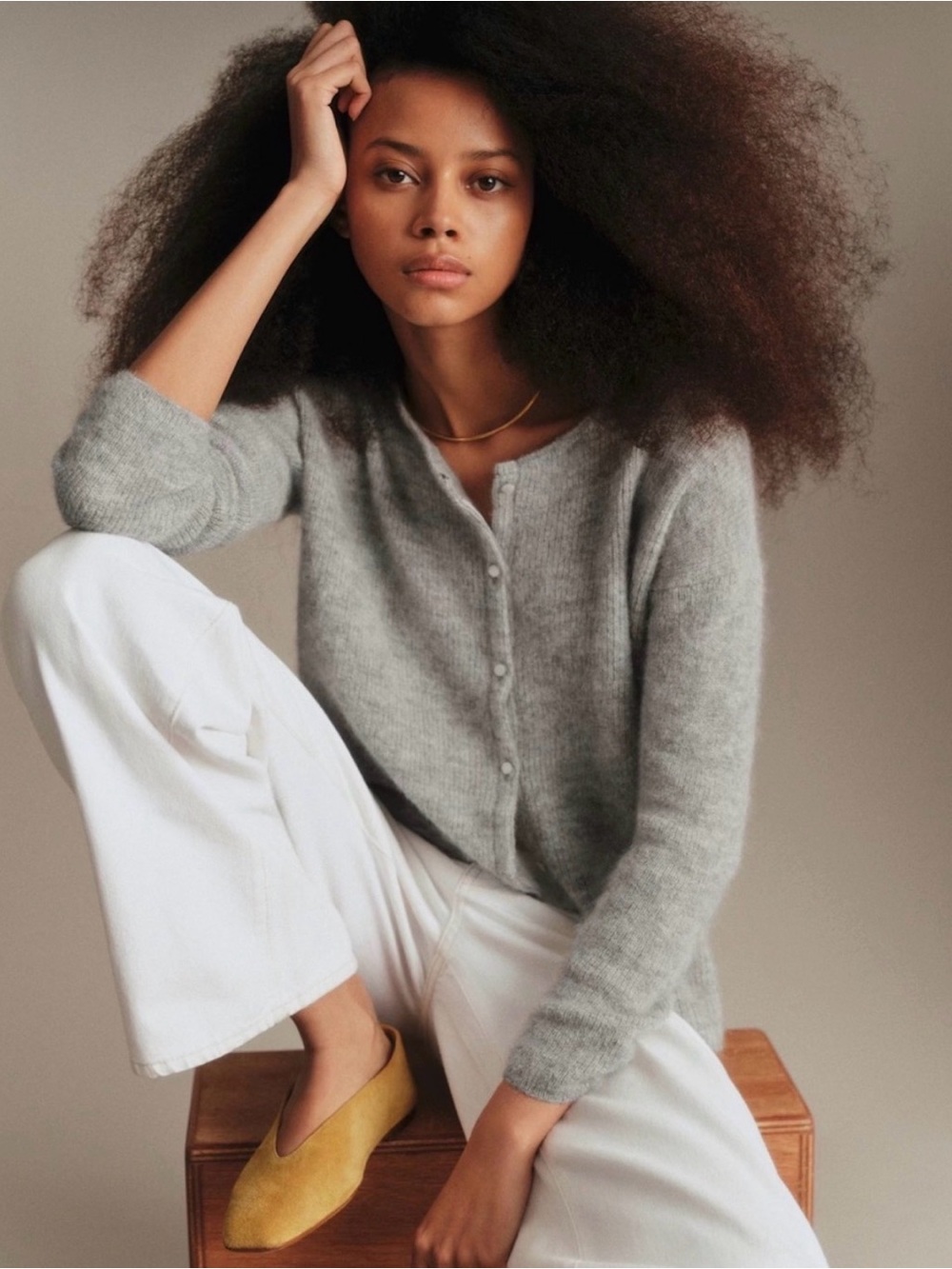 Sezane Gaspard Cardigan Sweater Gray Size Small Mohair Alpaca